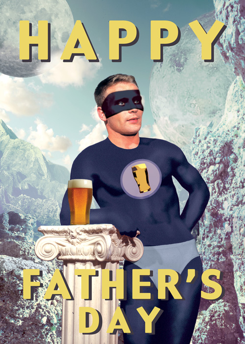 Father's Day Superhero with Pint Greeting Card by Max Hernn - Click Image to Close